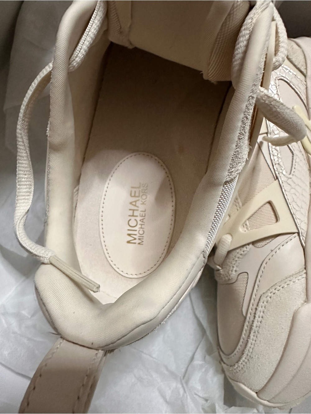 Michael Kors Beige Cream Platform Nick Trainers - Picture 5 of 9